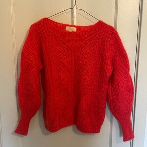 Sezane Red Knit mohair sweater sz XS